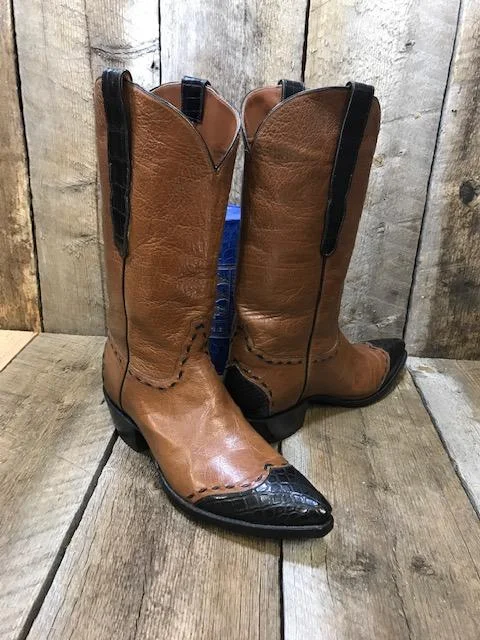 Stylish Shoes For Men Tan Buffalo & Black Gator Tres Outlaws Men's Classic 4223