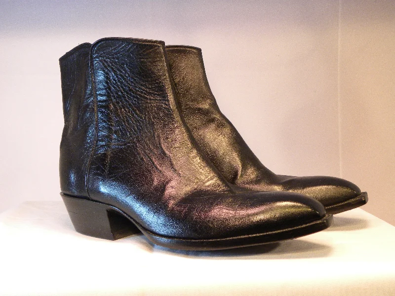 Men's Handcrafted Shoes Black Calf Tres Outlaws Mule Boot  3811