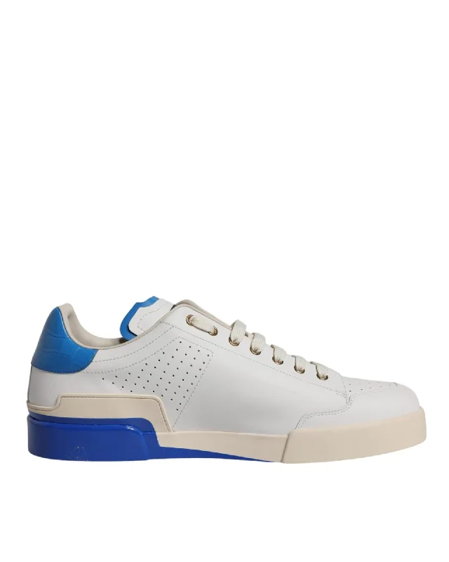 Men's Stylish Shoes Dolce & Gabbana Perforated Leather Low Top Sneakers with Rubber Sole