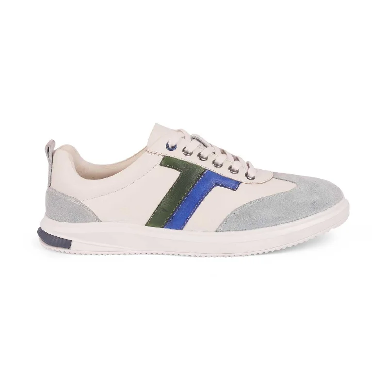 Men's Minimalist Shoes Tresmode Vorsa White Men's Suede Leather Sneakers