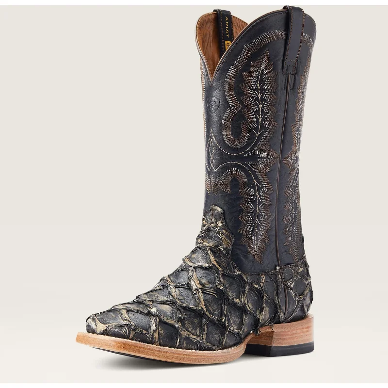 Men's Casual Shoes Ariat Men's Distressed Black Pirarucu Deep Water Western Boot