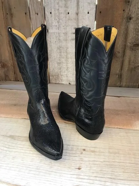 Men's Elegant Shoes Black Shaved Stingray Tres Outlaws Men's Classic Boot 4312@