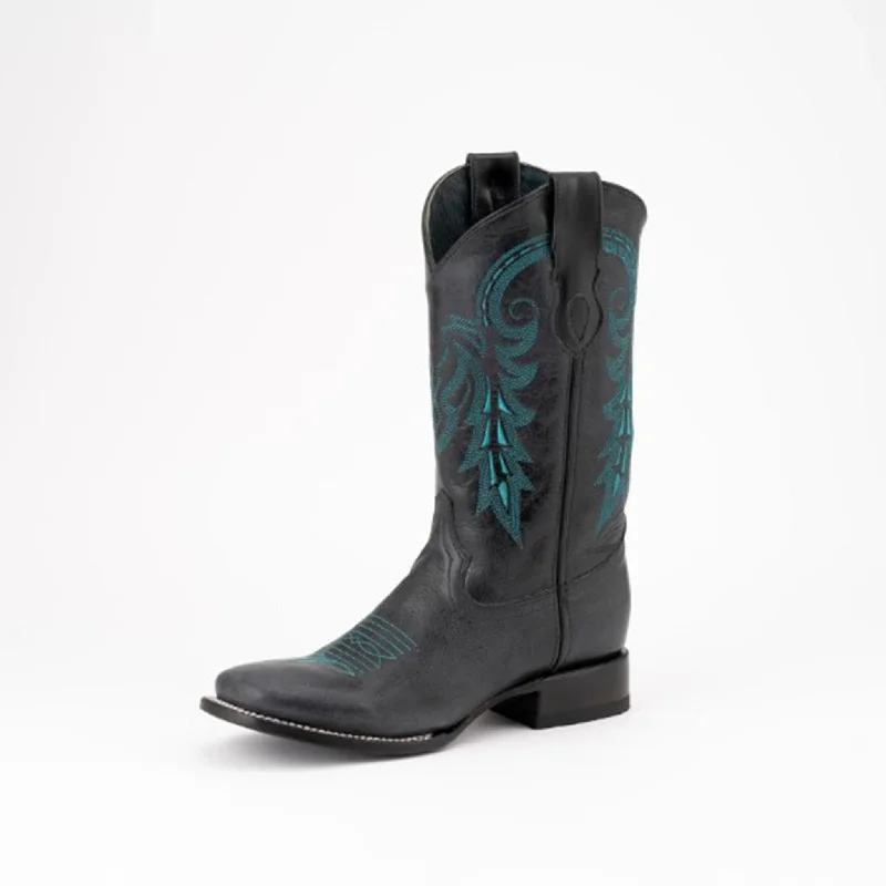 Men's Comfortable Shoes Ferrini Men's Turquoise Stitched "Blaze" Square Toe
