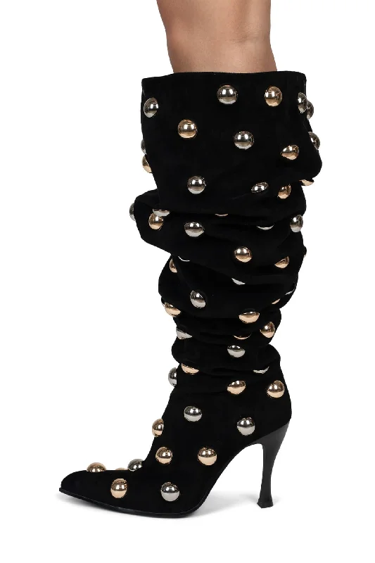Black Suede Silver Gold