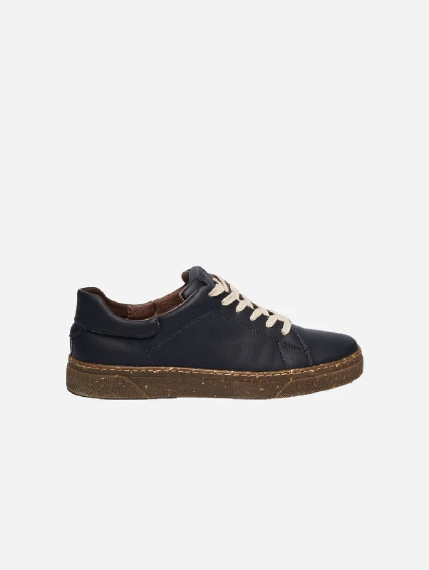 Men's Casual Boots Jacob Men's Corn Leather Vegan Sneakers | Navy Blue