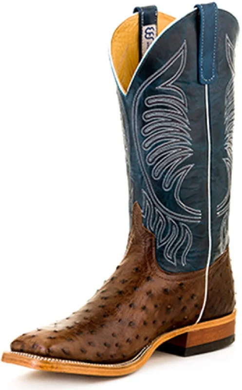 Men's Classic Boots Anderson Bean Teal Fainting Goat Full Quill Ostrich Boot