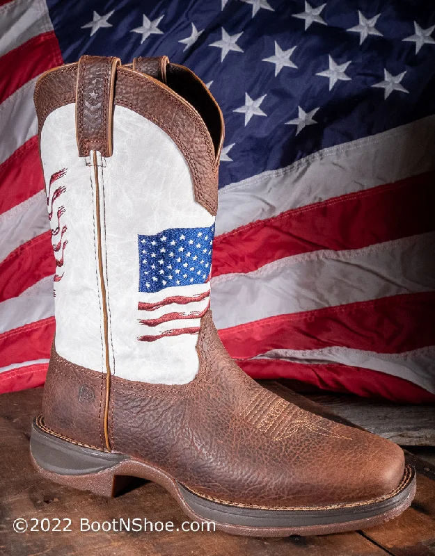 Men's Odor-Resistant Shoes Men's Rebel White Top Distressed  American Flag Boots DDB0312