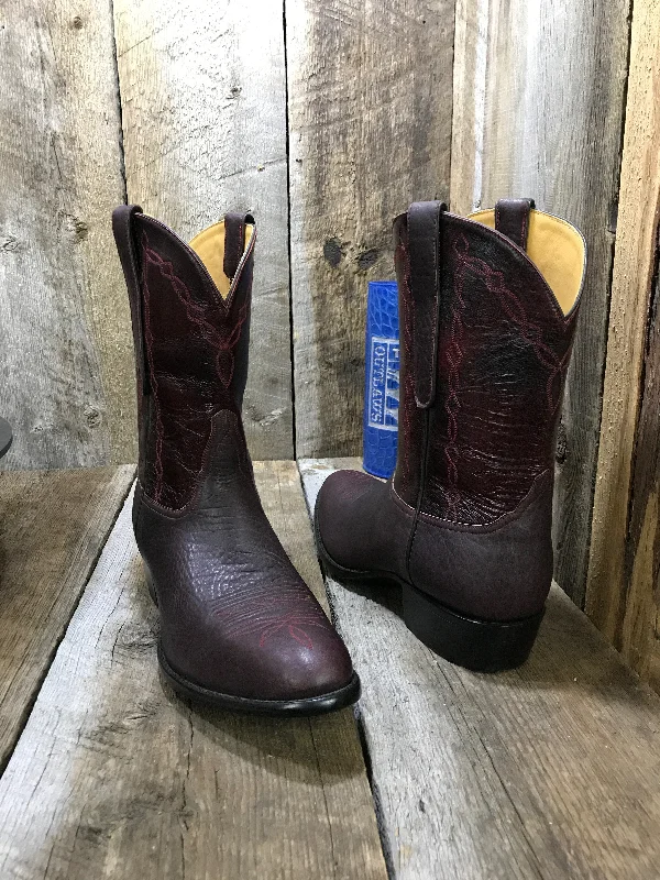 Men's Soft Shoes Burgundy Bull Hide  Tres Outlaws Men's Shorty Boot 4215
