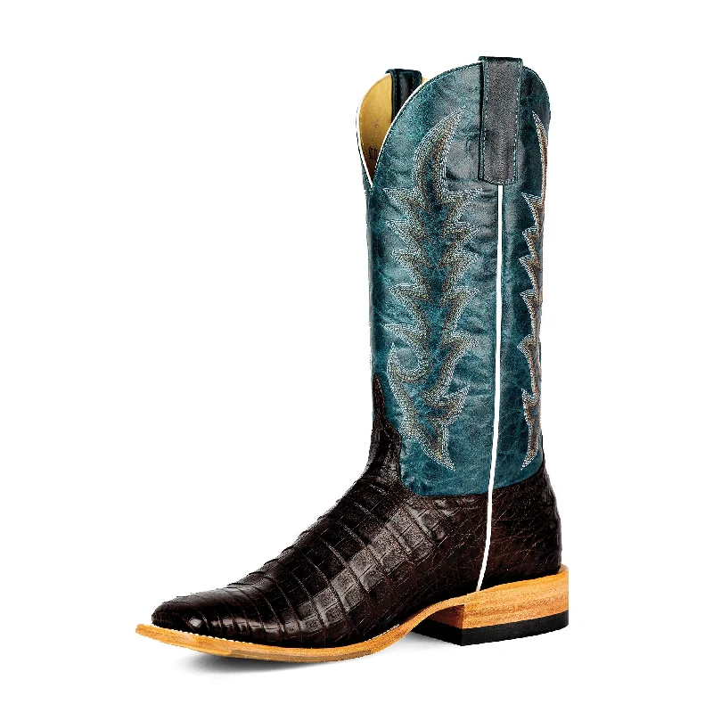 Men's Shock-Absorbing Boots Horse Power Men's Top Hand Chocolate Caiman Square Toe Boots Men's Shock-Absorbing Boots Horse Power Men's Top Hand Chocolate Caiman Square Toe Boots
