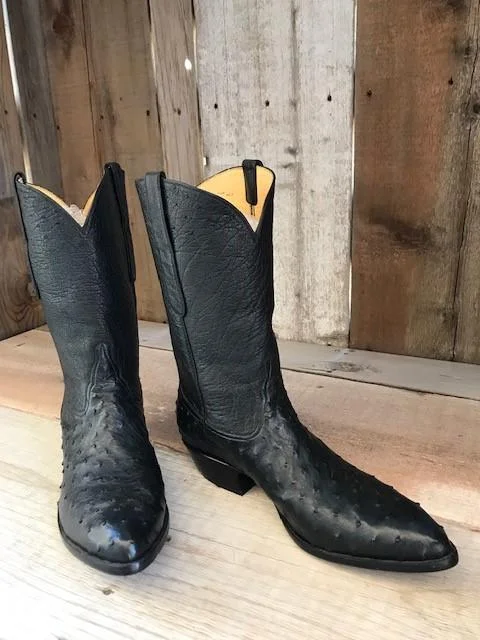 Men's Lightweight Boots Black Ostrich Tres Outlaws Men's Classic Boot 4325@