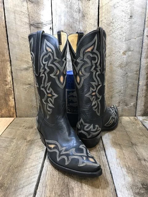 Men's Sporty Shoes Spanish Black Calf w/ Inlays Tres Outlaws Men's Classic Boot 4113 Men's Sporty Shoes Spanish Black Calf w/ Inlays Tres Outlaws Men's Classic Boot 4113