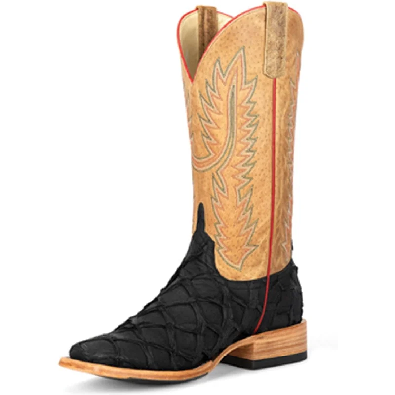 Men's Minimalist Shoes Horse Power Men's Black Matte Big Bass Western Boot