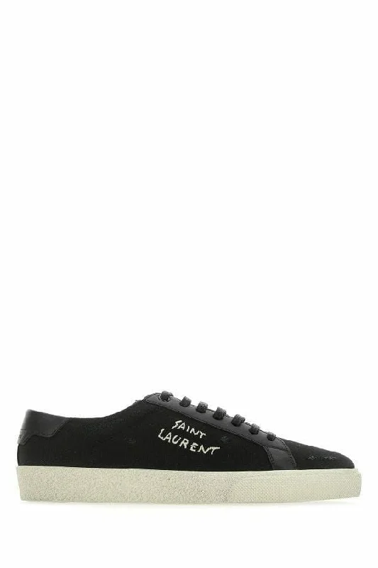 Men's Casual Boots Saint Laurent Sleek Black Canvas & Leather Low-Top Men's Sneakers