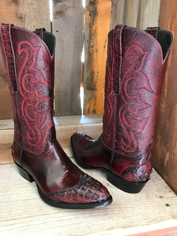 Men's Durable Boots Burgundy Brush Off Calf / Crocodile Falconhead Classic Boot 3837 Men's Durable Boots Burgundy Brush Off Calf / Crocodile Falconhead Classic Boot 3837