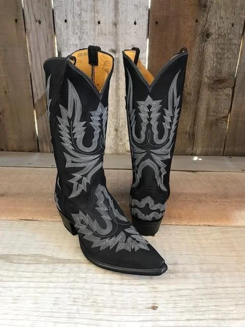 Comfortable Shoes For Men Black Nubuck All Over Stitch Tres Outlaws Men's Classic Boot 3360@ Comfortable Shoes For Men Black Nubuck All Over Stitch Tres Outlaws Men's Classic Boot 3360@