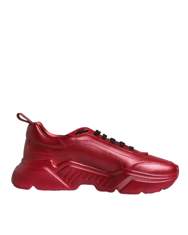 Men's All-Season Boots Dolce & Gabbana Low Top Leather Sneakers with Rubber Sole and Logo Details