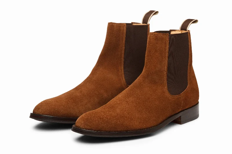 Men's Handcrafted Boots Chelsea Boot - Cognac Suede