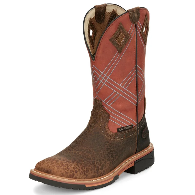 Men's Casual Shoes Justin Men's Brown/Burnt Orange H2O Proof Boot