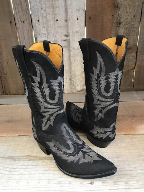 High-Quality Shoes Black Nubuck All Over Stitch Tres Outlaws Men's Classic Boot 4098@ High-Quality Shoes Black Nubuck All Over Stitch Tres Outlaws Men's Classic Boot 4098@