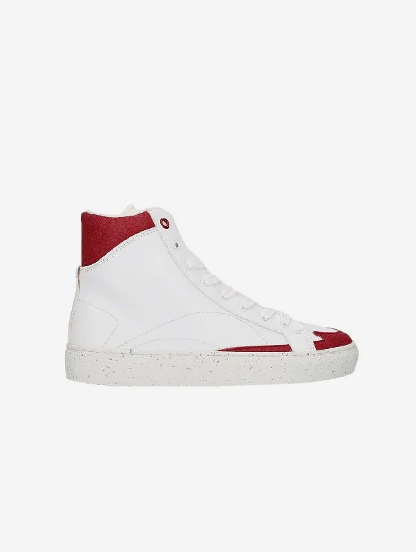 Men's Slip-Resistant Boots London Unisex Piñatex & Apple Leather Vegan Sneakers | Red
