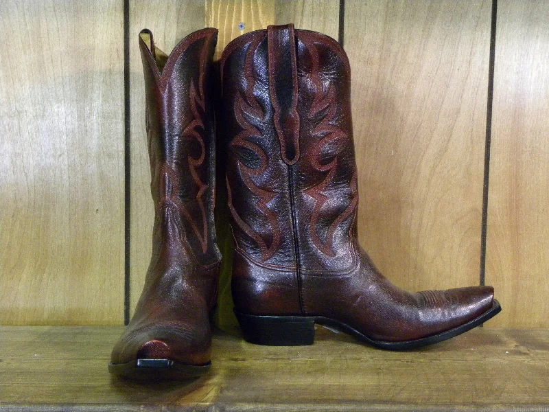 Men's Premium Shoes Burgundy Brush Off Goat  Tres Outlaws Classic Boot 4018