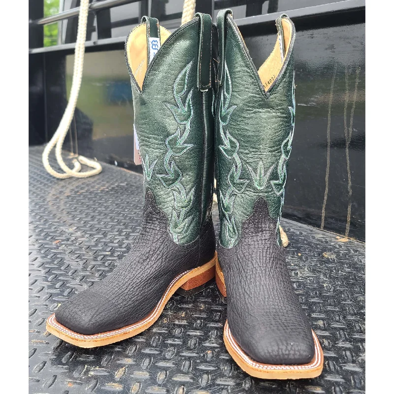 Men's Reinforced Sole Shoes Anderson Bean Men's Black & Green Oiled Shark Boots
