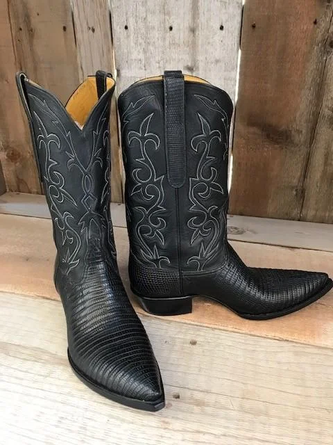 Men's Shock-Absorbing Boots Black Lizard Tres Outlaws Men's Classic Boot 4321@