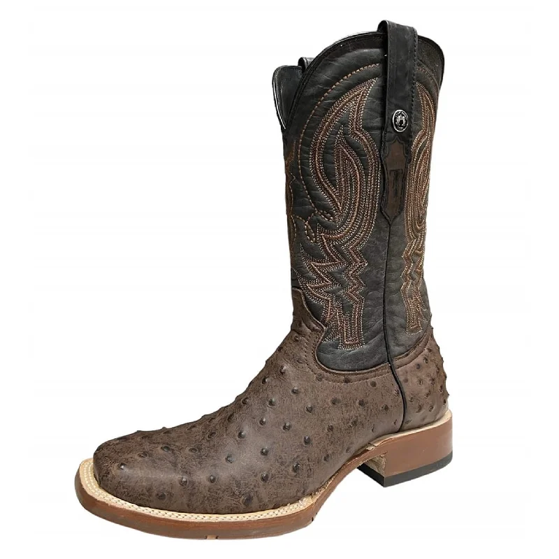 Men's Comfortable Shoes Tanner Mark Men's Nicotine Ostrich Print Boots