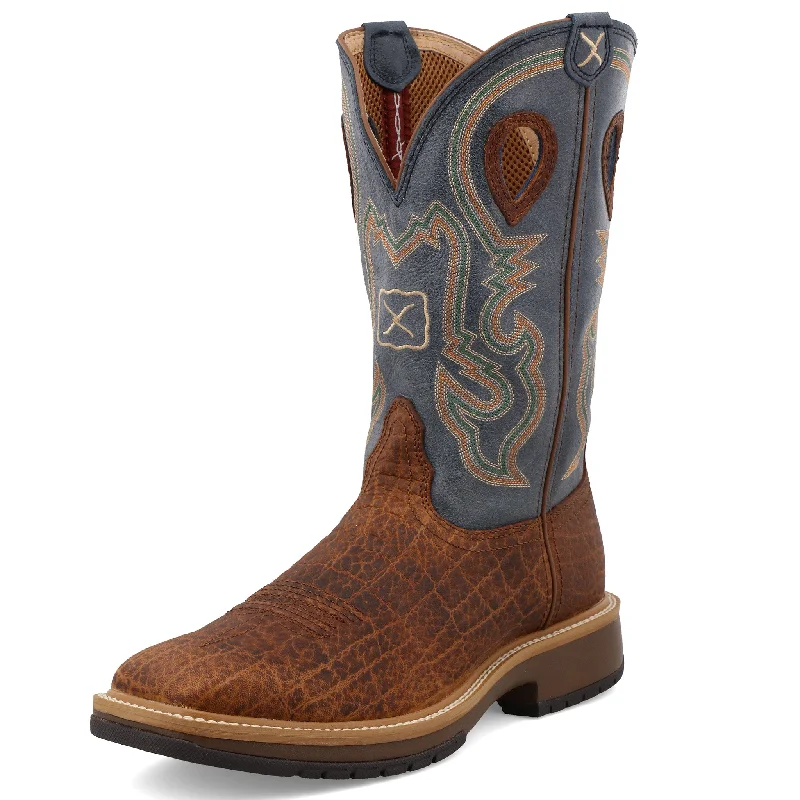 Men's Versatile Boots Twisted X Men's 12" Horseman Distressed Saddle and Peacock Square Toe Men's Versatile Boots Twisted X Men's 12" Horseman Distressed Saddle and Peacock Square Toe