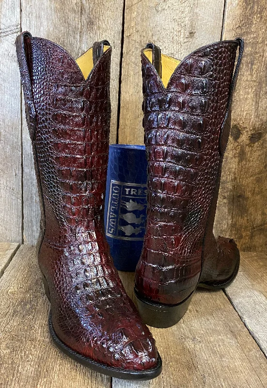 Men's Reinforced Sole Shoes Black Cherry Horned Back Gator Tres Outlaws Men's "Got Gator " 4255 Men's Reinforced Sole Shoes Black Cherry Horned Back Gator Tres Outlaws Men's "Got Gator " 4255