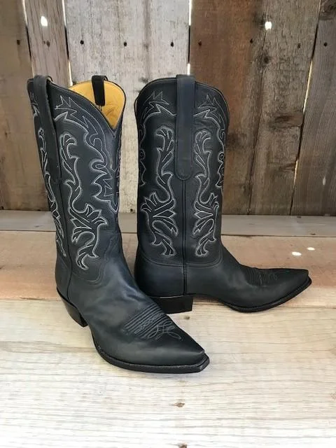 Men's Seamless Design Shoes Black Distressed Calf Tres Outlaws Men's Classic Boot 3735@