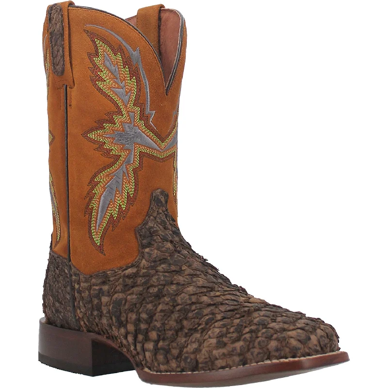 Dan Post Mens Dorsal Cowboy Boots Fish Foot Tobacco