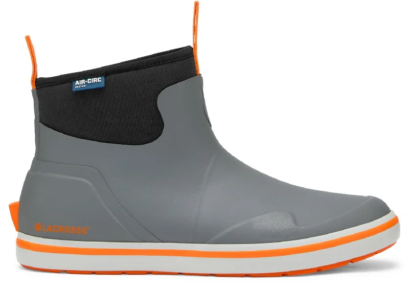 Lacrosse Mens Alpha Deck Gray/Orange Rubber Ankle Boots