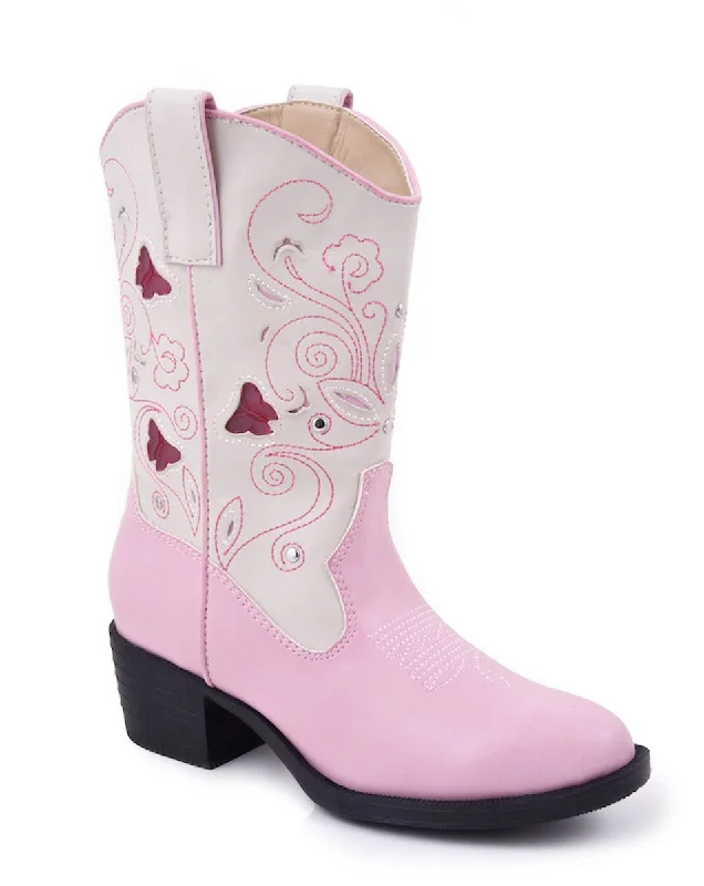 Men's Lightweight Boots Roper Kids Girls Western Lighted Pink Faux Leather Creme Butterfly Cowboy Boots Men's Lightweight Boots Roper Kids Girls Western Lighted Pink Faux Leather Creme Butterfly Cowboy Boots