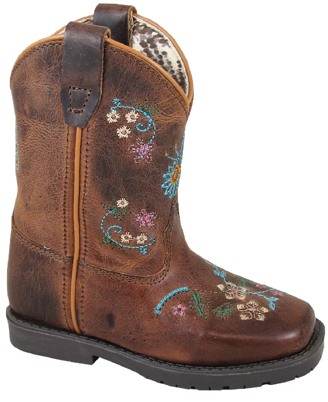 Smoky Mountain Toddler Girls Floralie Brown Leather Cowboy Boots